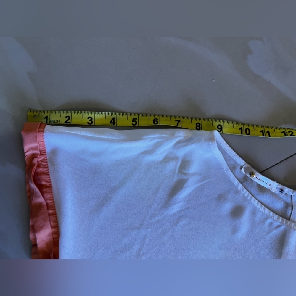 Maria Filo White Short Sleeve Top Size M full buttons‎ at the back - Picture 10 of 16
